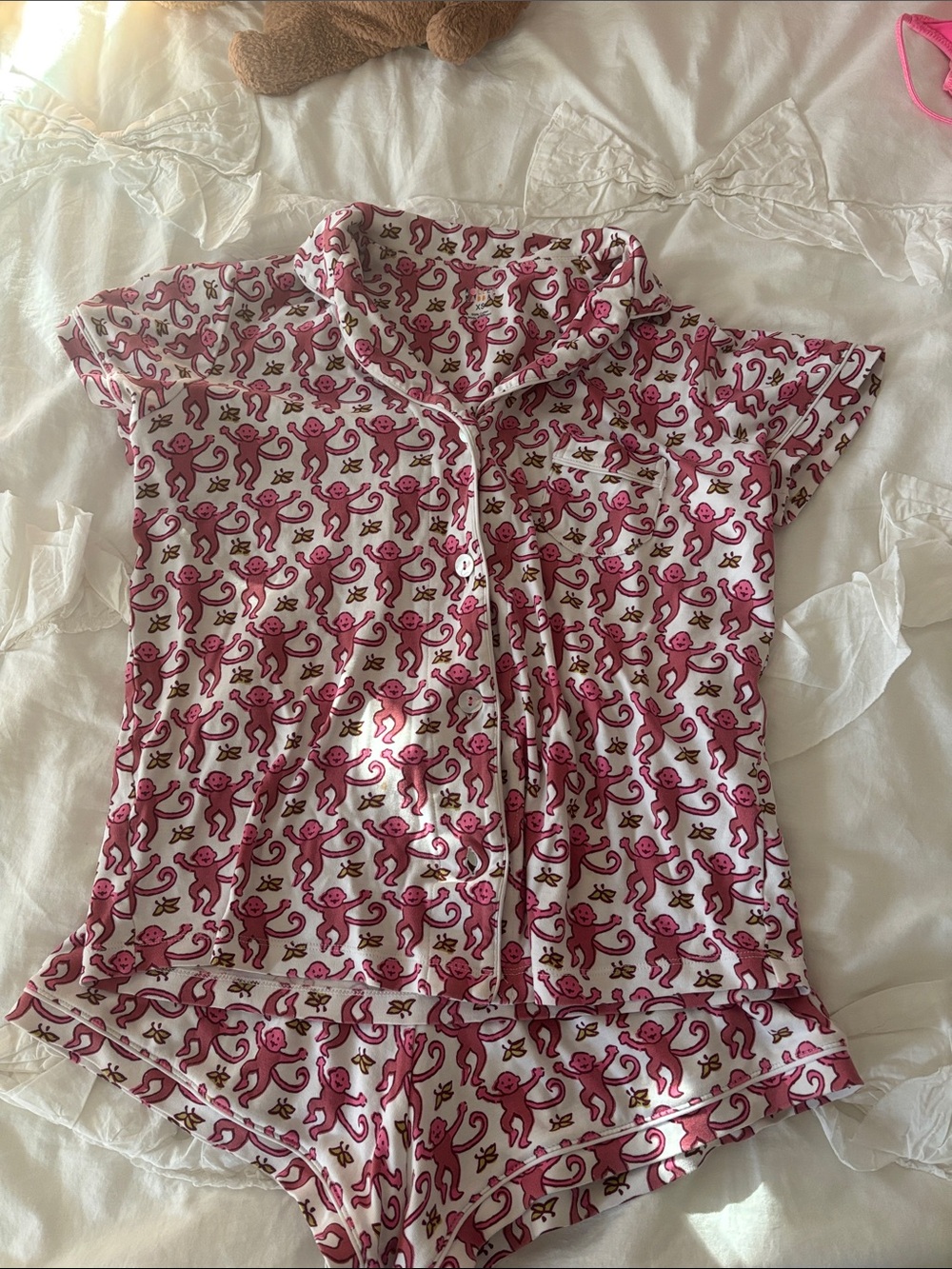 Roller rabbit pink monkey pajamas